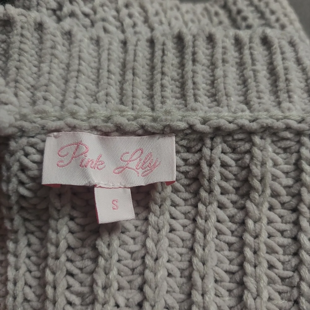 Pink Lily Sweater Crocheted Knitted Oversize Look - Picture 3 of 3